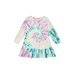 Justice Girls Lace Trim Long Sleeve Dress, Tie Dye/Multi Size L(12/14) - Picture 1 of 4