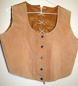 Vintage H.L. Spencer 100% Real Leather Vest Women's Size M Brown Lace up Back - Picture 1 of 10