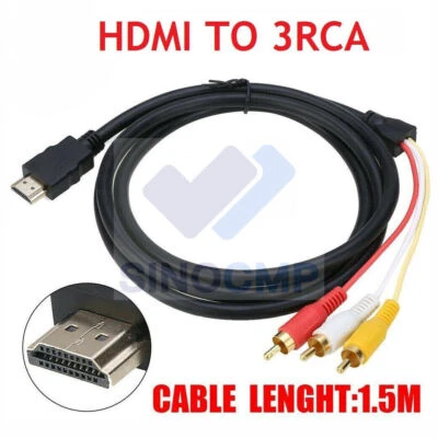 1080P HDMI Male To 3 RCA Video Audio AV Component Converter Adapter Cable HDTV~ - Image 1 of 4