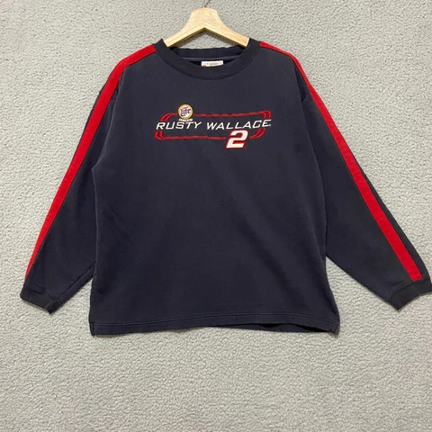 Vintage Chase Authentic's Rusty Wallace #2 Nascar Sweatshirt Men's M Blue Racing Cover