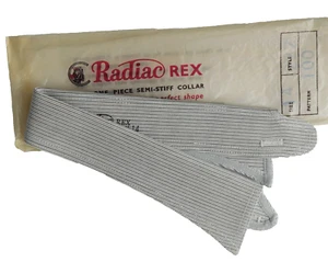 Grey striped vintage shirt collar size 14 Radiac Rex UNUSED men women detachable - Picture 1 of 2