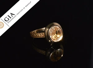 GIA Natural No Heat 8,40 Karat Ceylon Saphir 18K massiv gold gravierter Ring - Bild 1 von 20