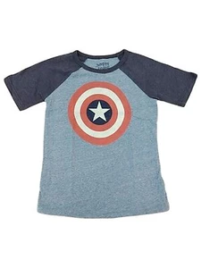 Boys Blue Captain America Shield Logo T-Shirt Superhero Tee Shirt Spider Man 6 - Picture 1 of 1
