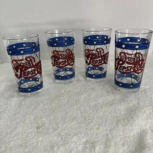Juego De Colección De 4 Vasos Pepsi Cola Estilo Tiffany Años 70 8 Oz - Imagen 1 de 5