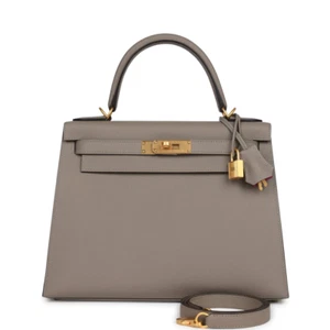 Authentic Hermes Kelly 28 Epsom Sellier Gris Asphalte GHW - Picture 1 of 9