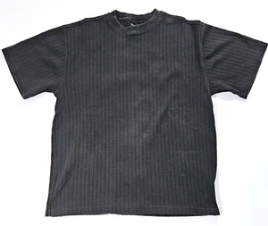 T-shirt top vintage George Unisex a costine cotone boxy nera media M - Foto 1 di 13