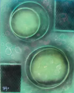 Modernist LARGE ABSTRACT PAINTING Expressionist MODERN Art THE GREEN ZONE FOLTZ - Picture 1 of 6