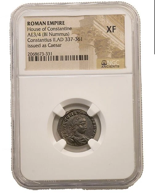 NGC XF Roman AE3/4 of Constantius II AD 337-361 NGC Ancients Bronze EXTRA FINE - Image 1 of 3