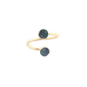 May Birthstone Raw Look Dainty Emerald Gold Plated Single Layer Adjustable Ring
