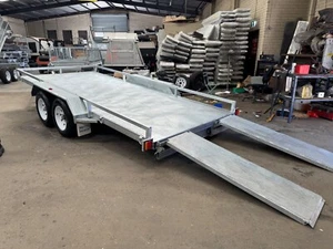 15 x 6.6 Ft Semi Flat Tandem Car Carrier Trailer Hot Dipped Galvanised - Picture 1 of 9