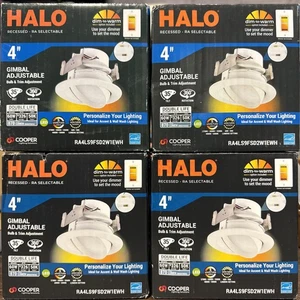 4-Pack Halo RA4LS9FSD2W1EWH 4” Canless Gimbal Adjustable LED Downlight - Picture 1 of 8
