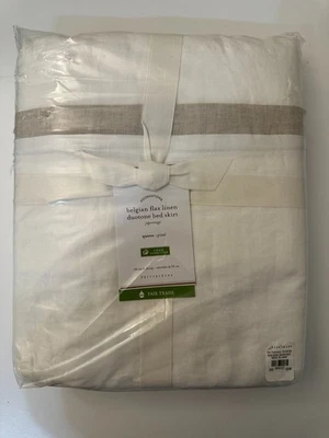 Falda de cama Pottery Barn belga lino duotono color blanco/natural ~ reina Foto 1 de 2