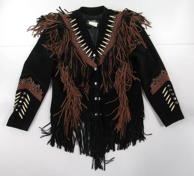 Chaqueta para mujer Leather Gallery con flecos occidentales tachonados al frente a presión talla XXL #VT801 Foto 1 de 4