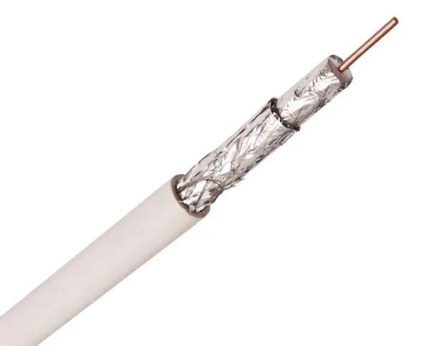 Cable coaxial RG6 Quad Shield, 18 AWG, CMR, 500 pies, blanco, trenza 60/40, 100 % lámina Foto 1 de 1