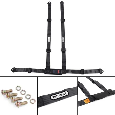 4 Punto Tenzo-R Deporte Tirantes Cinturón Negro de Seguridad Certificado E - Imagen 1 de 4