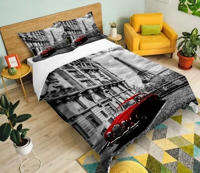 Taies d'oreiller de lit 3D Tour Eiffel B2202 housse de couette Queen King Amy - Photo 1/4