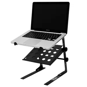 Gorilla GLS-02 Quality Compact DJ Studio Laptop Stand with Extra Shelf Black - Picture 1 of 4