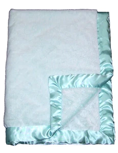 Target Limited Edition Frosted Green Plush Baby Blanket Satin Trim 30x40 - Picture 1 of 2