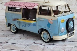 Hecho a Mano Metal Modelo Coche Icecream Camión Rosa Antiguo Helado Obra Música - Imagen 1 de 5