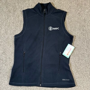 Marmot Womens M Rocklin Fleece Vest Full Zip Sleeveless Black Embroidered Logo - Picture 1 of 7