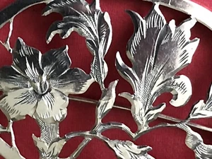 Broche prendedor vintage hecho a mano europeo 800 plata esterlina floral firmado por diseñador - Imagen 1 de 9