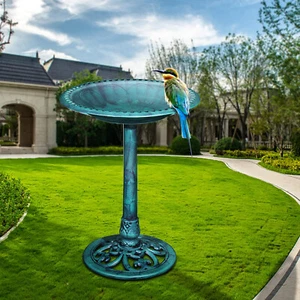 VECELA 28" Bird Bath Outdoor Vintage Bronze Polyresin Lightweight for Yard Decor - Picture 1 of 19