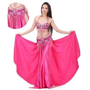 New Style Belly Dance 3pcs Bra&Belt&Skirt Sexy Dancing Women Dance Clothes Set - Picture 1 of 22