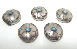 "5 fundas de botones Southwest plateadas y turquesa 17,0 gramos 3/4""" - Imagen 1 de 2