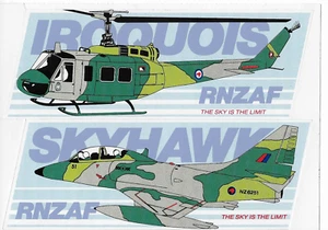 Vintage Bumper Sticker Vinyl Decal RNZAF Iroquois & Skyhawk 8" ~853A - Picture 1 of 2