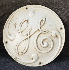 Vintage Antique General Electric Fan 12" Solid Brass Emblem Wall Plaque Railroad - Picture 1 of 5