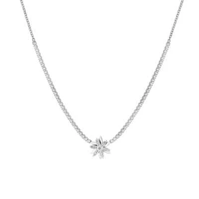 Collana Donna Luca Barra CK2039 In Acciaio Tipo Tennis Con Fiore Girevole - Immagine 1 di 3