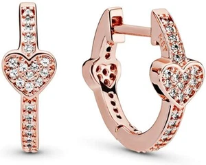 Pandora Pavé Heart Hoop Earrings 287290CZ - Picture 1 of 1