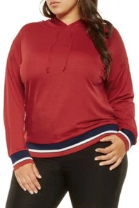 Sudadera con capucha talla grande para damas "XL (14-16)" "2X (18-20) tricolor a rayas roja \ - Imagen 1 de 2