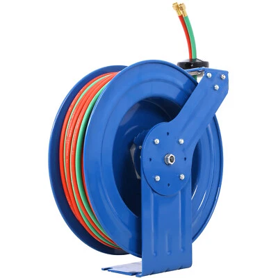 Welding Hose Reel Retractable 1/4 x 100 Foot Twin Oxygen Acetylene Rubber Hoses - Image 1 of 4