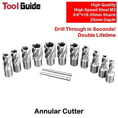 12mm-30mm HSS M2 Annular Cutter Broach Weldon Shank, Rotabroach Slugger, 25mm - image 1 of 4
