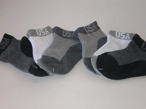 no show socks 0-12 months , boy's, grey/black with USA logo on top - Picture 1 of 1