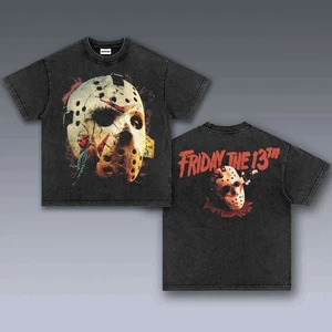 Freitag der 13. Horror Tee, Gruselfilm Jason Maske Grafik T-Shirt - Bild 1 von 4