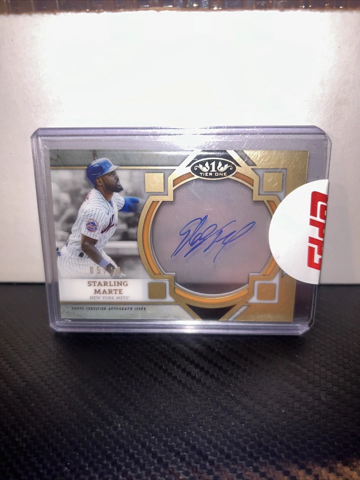 Tarjeta autógrafa Topps Tier One 2024 Starling Marte transparente #05/10 Foto 1 de 1