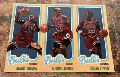 ОРИГИНАЛЬНАЯ картина баскетбол, Майкл Джордан династия Chicago Bulls, 5 X 7 искусство - Изображение 1 из 3