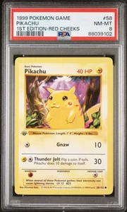 Pikachu Red Cheeks #58 PSA 8 - Pokemon 1999 Pokemon Base Set 1ª Edición - Imagen 1 de 2