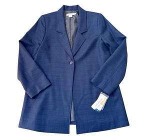 Pendleton Blazer Schurwolle Karriere blau kariert klassisch Damen Größe 14 Petite neu - Bild 1 von 12