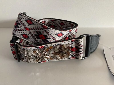 Bolso de Mano Rebecca Minkoff Guitarra Joya Tachuela Jacquard Correa Ajustable Rojo - Nuevo con Etiquetas Foto 1 de 4