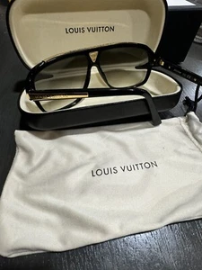 LOUIS VUITTON EVIDENCE SUNGLASSES Z0350W BLACK FRAME WITH GOLD TRIM - Picture 1 of 4
