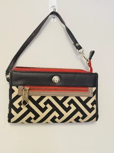 SPARTINA Daufuskie Island Wristlet, Black Tan Geometric Design - Picture 1 of 7