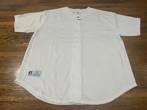 Maglia Atletica Russell Maglia Baseball Bianca Leggera Bottone Vuota Atletica - Foto 1 di 8