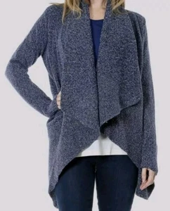 Lilla P Women's PS Flecked Cotton Blend Long Sleeve Open Cardigan Atlantic Fleck - Picture 1 of 15