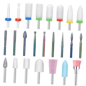24 Pcs Nail Drill Bit Set, 3/32” Ceramic Diamond Carbide Nail Drill Bits - Picture 1 of 8