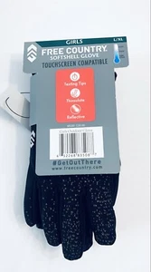 NWT Free Country Softshell Glove Girls Size L/XL Touch Screen Compatible BLACK - Picture 1 of 6