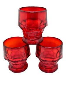Bicchieri GEORGIANI rosso rubino bicchieri a nido d'ape 3 1/4" lotto di 3 - Foto 1 di 8