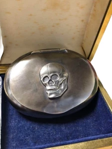 1910 ~ 20 años patrón de calavera caja de tabaco de plata hecha en Alemania - Imagen 1 de 12